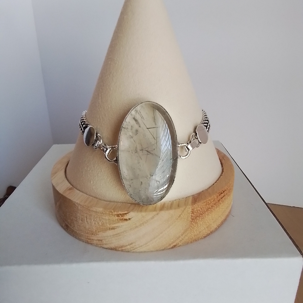 Black Rudilated Quartz Bracelet - Picture 1 of 6